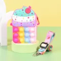 Silikon Push Pop Blase Eisbecher Münzbeutel Umhängetasche für Kinder Dekompression - 8x13,3x4 cm / Rosarotes Camouflage