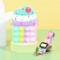 Süße Eiscreme Silikon Pop Fidget Spielzeug Geldbörse Kinder Umhängetasche mit buntem Gurt - 8x13,3x4 cm / Grüne Tarnung
