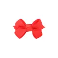 Classic red grosgrain ribbon bow hair clip for baby girls with textured knot detail - Red