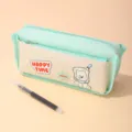 Canvas cute puppy pencil case large capacity stationery pouch mint green aesthetic school - Turquoise Green / 15-20 Pens