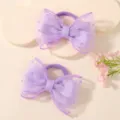 Set of two purple mesh bow hair ties with cute polka dot texture for girls' hair styling - 2-Piece Set / Light Purple