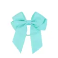 Vista dettagliata del fiocco in nastro grosgrain blu tiffany a doppio strato con elastico - Blu Tiffany (314)