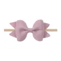 Diadema con lazo de lino rosa y correa de nailon beige suave para bebés y niñas - Lazo de 8.5cm / Lavanda