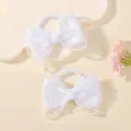Dos lindos lazos para el pelo de malla blanca para niños con gomas elásticas - Juego de 2 Piezas / Blanco
