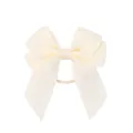 Elegante elastico per capelli con fiocco in nastro grosgrain a doppio strato crema - Beige (028)