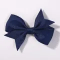 Classic navy blue grosgrain ribbon bow hair clip styling accessory for babies and kids - Dark Blue (1)