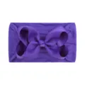 Soft purple nylon baby headband with grosgrain ribbon bow - Deep purple