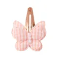 Nahaufnahme einer süßen rosa Karomuster Schmetterling Haarspange mit Perle und Goldmetall. - Rosa-Weißes Karomuster (Stil A)