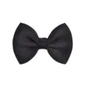 High-quality close-up detail of a classic black ribbed grosgrain hair bow for kids - Black
