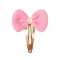Mini sweet pink bow hair clip for children's hair accessories with gold-tone snap pin. - Bow BB Clip (17) / Pink