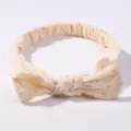 Baby haarband met bloemenprint van zacht crêpe katoen met een schattige strik - Set van 3 / Crème Bloemen (001)