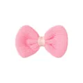 Sweet pink textured fabric bow hair clip for babies and toddlers, cute hair accessory - Mini Bow (18) / Pink Textured