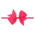 Vue détaillée d'un nœud en ruban gros-grain rose vif sur un bandeau bébé élastique. - Rose Vif (14)