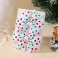 Pair of Christmas white hair bows with red and green polka dots on card - 2A-1 (White Polka Dot) / Pack of 2