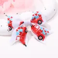 Lazo para el pelo infantil blanco con estampado de camión rojo y corazones dulces - Camión de Corazón Rojo Azul (Estilo 3)