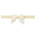 Cream macaron baby headband with cute bow, soft elastic fabric for newborn girls daily wear. - Beige/Cream (21)