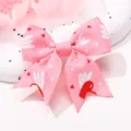 Rosa Schleife Haarklammer für Kinder mit Herz und Flügeln Print, Ripsband Haarschmuck - Rosa Herzflügel (Stil 6)