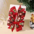 Festive Christmas Nutcracker soldier patterned red ribbon hair bow clips set for children - 2A-17 (Red Nutcracker)