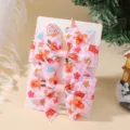 Christmas kids checkered bow hair clip set with gingerbread and reindeer festive pattern. - 2A-8 (Pink White Plaid)