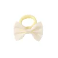 Children mini bow hair tie cute baby elastic hair rope yellow and white ribbon accessory - Cream White Style (5161)