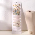 10-piece floral and plaid fabric snap hair clips set for girls in mixed soft colors - Style FJ3582-10B / 10 Pieces/Pack
