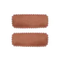 Two reddish-brown textured linen hair clips with decorative scalloped edges for girls - Coarse Linen Texture Style (15)