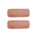 Set of two coral pink textured fabric hair clips with sweet scalloped edges for girls - Regular Fabric Style (16)