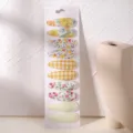 Set of 10 floral and gingham fabric water drop BB hair clips for girls' styling - Style FJ3582-10H / 10 Pieces/Pack
