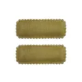 Pair of gold textured fabric children's hair clips with decorative scalloped edges - Regular Fabric Style (20)