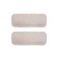 Pair of beige fabric rectangular hair clips with elegant scalloped edges for little girls - Regular Fabric Style (21)