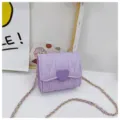 Cute lavender quilted mini crossbody bag with heart clasp and chain strap for girls - Purple