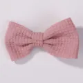 Eleganter rosa Haarschmuck mit Waffelstruktur-Schleife für Kinder, einfarbiges Haar-Accessoire - Rosa