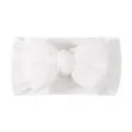 White large lace bow baby headband with wide elastic fabric strap for toddlers - Large Bowknot Style / White