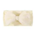 Soft yellow wide-side baby headband with large pleated lace bow hair accessory - Large Bowknot Style / Cream