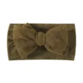 Soft olive green wide baby headband featuring a large textured bow design for infants - Large Bowknot Style / Olive Green