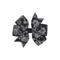Vintage κλιπ μαλλιών με φιόγκο από κορδέλα grosgrain με ασπρόμαυρο μοτίβο λαχούρι για μωρά - Στυλ Μαύρο Paisley (2712)