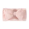 Soft pink baby headband featuring a large pleated lace bow on wide elastic band - Large Bowknot Style / Light Pink