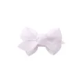 Small white grosgrain ribbon bow hair clip for babies and children's hair accessory - White