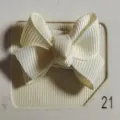 Handmade cream white ribbon bow hair clip accessory for infants and children on card - Milky White