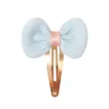 Sweet light blue bow hair clip with pink satin ribbon detail for babies and children - Bow BB Clip (9)