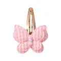 Pink and white plaid bow hair clip, cute fabric side snap clip for kids sweet hair styling. - Pink and White Plaid (Style B)