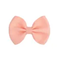 Small peach colored grosgrain ribbon bow hair clip accessory for children and babies - Peach