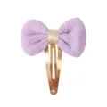 Cute purple textured fabric bow hair clip for toddlers with gold snap metal clip - Bow BB Clip (13)