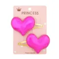 Set of two shiny pink gradient heart-shaped hair clips for girls on a display card - Heart Style (5) / Single Clip Right Facing / Pink Gradient