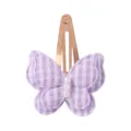 Korean style purple plaid bow hair clip for kids, cute fabric side clip with pearls. - Purple Gingham