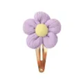 Sweet purple fabric flower hair clip with yellow center on a rose gold snap clip - Flower BB Clip (16)