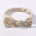 Bandeau pour bébé en coton doux avec un joli imprimé floral et un nœud décoratif - 3 Pièces/Paquet / Petites Fleurs Colorées (009)