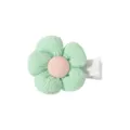 Mini mint green floral fabric hair clip for babies and sweet children's headwear - Five-Petal Fabric Clip (2)