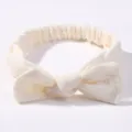 Bandeau nœud en coton froissé blanc cassé doux pour bébés et jeunes enfants avec élastique - 3 Pièces/Paquet / Blanc Cassé (04)