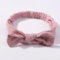 Bandeau pour bébé en coton gaufré rose doux avec un grand nœud papillon décoratif - 3 Pièces/Paquet / Rose Poudré (118)